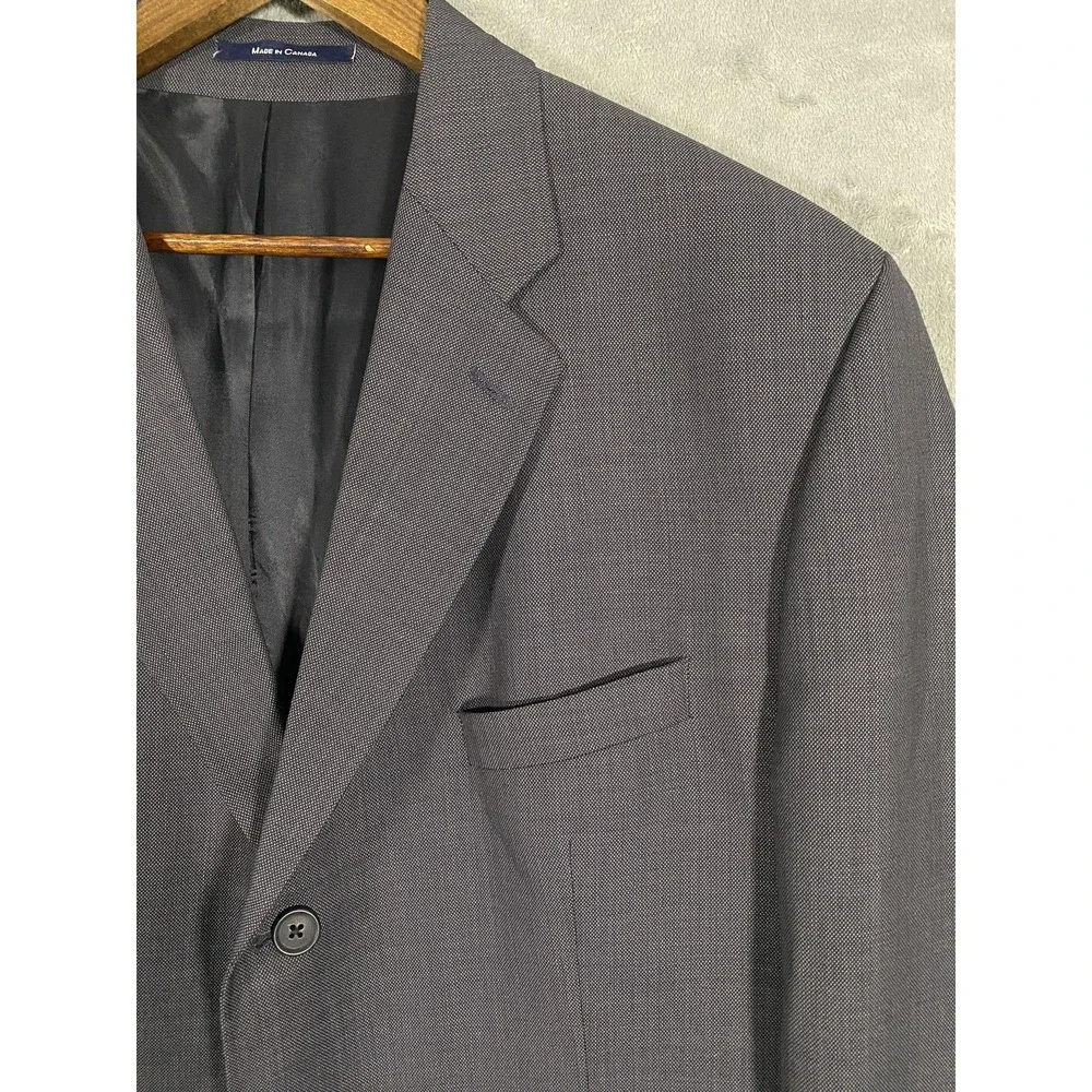 Vintage Ralph Lauren‎ Blazer Mens 48R Blue-Gray Wool Blend Two Button Executive